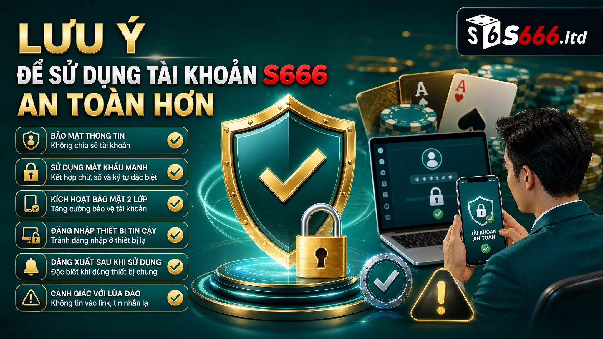 Lưu ý để sử dụng tài khoản S666 an toàn hơn